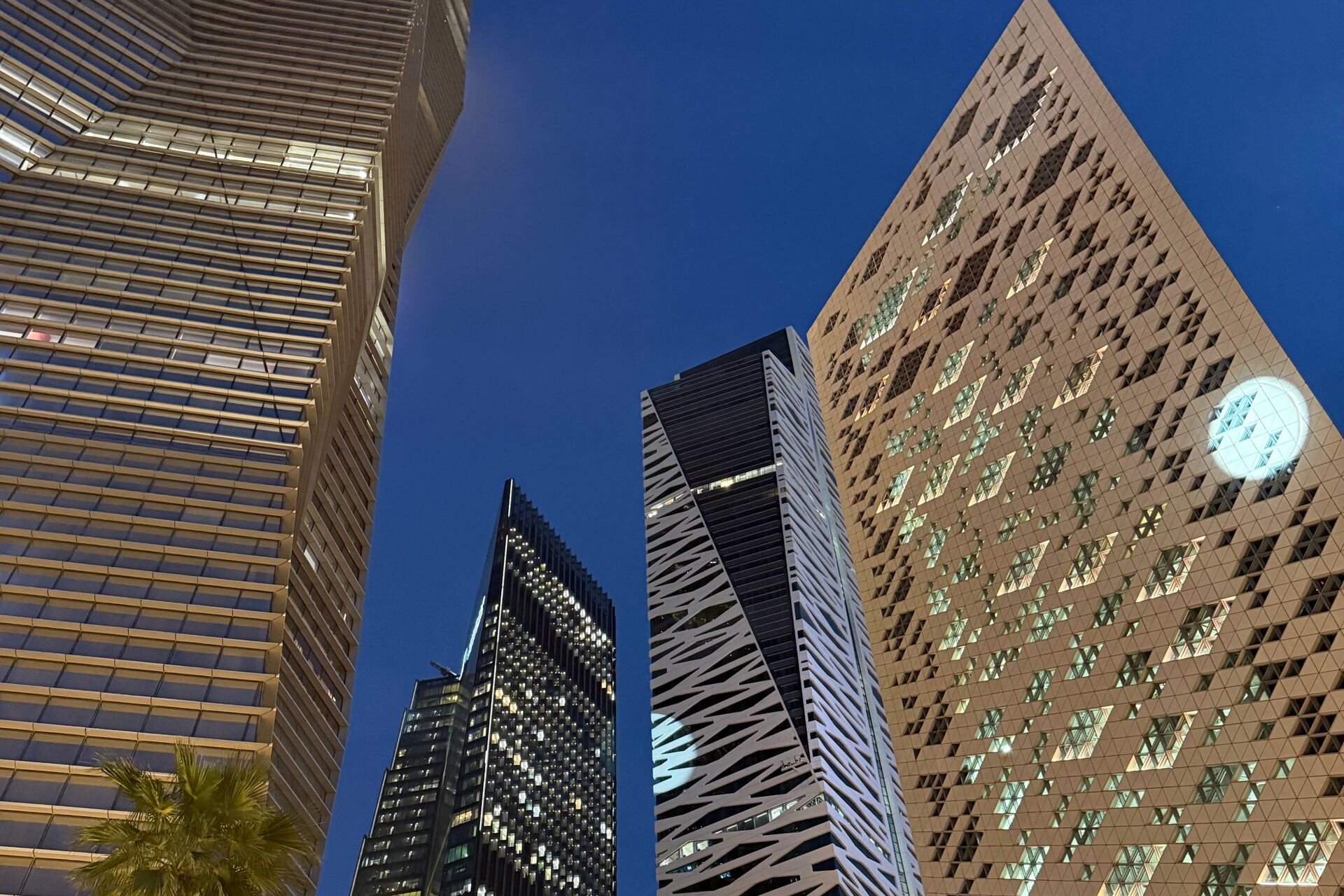 The towers of the King Abdullah Financial District at dusk, Riyadh