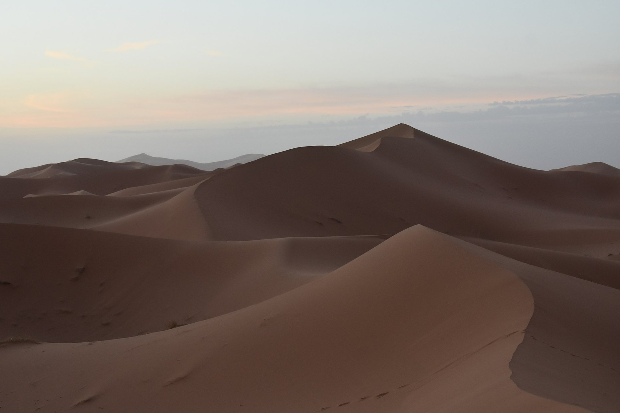 The great dunes of Erg Chebbi at dawn near Merzouga, Morocco