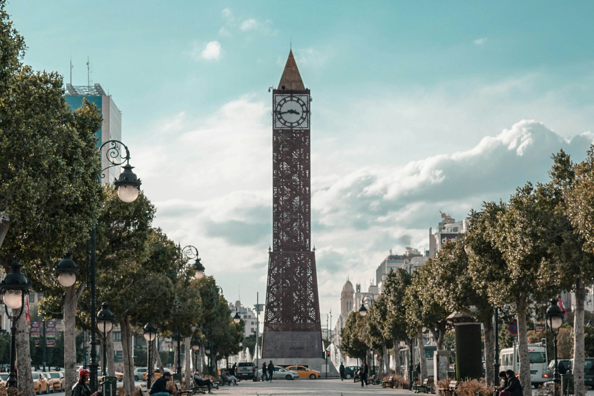 The clock tower at the head of Avenue Habib Bourguiba, Tunis