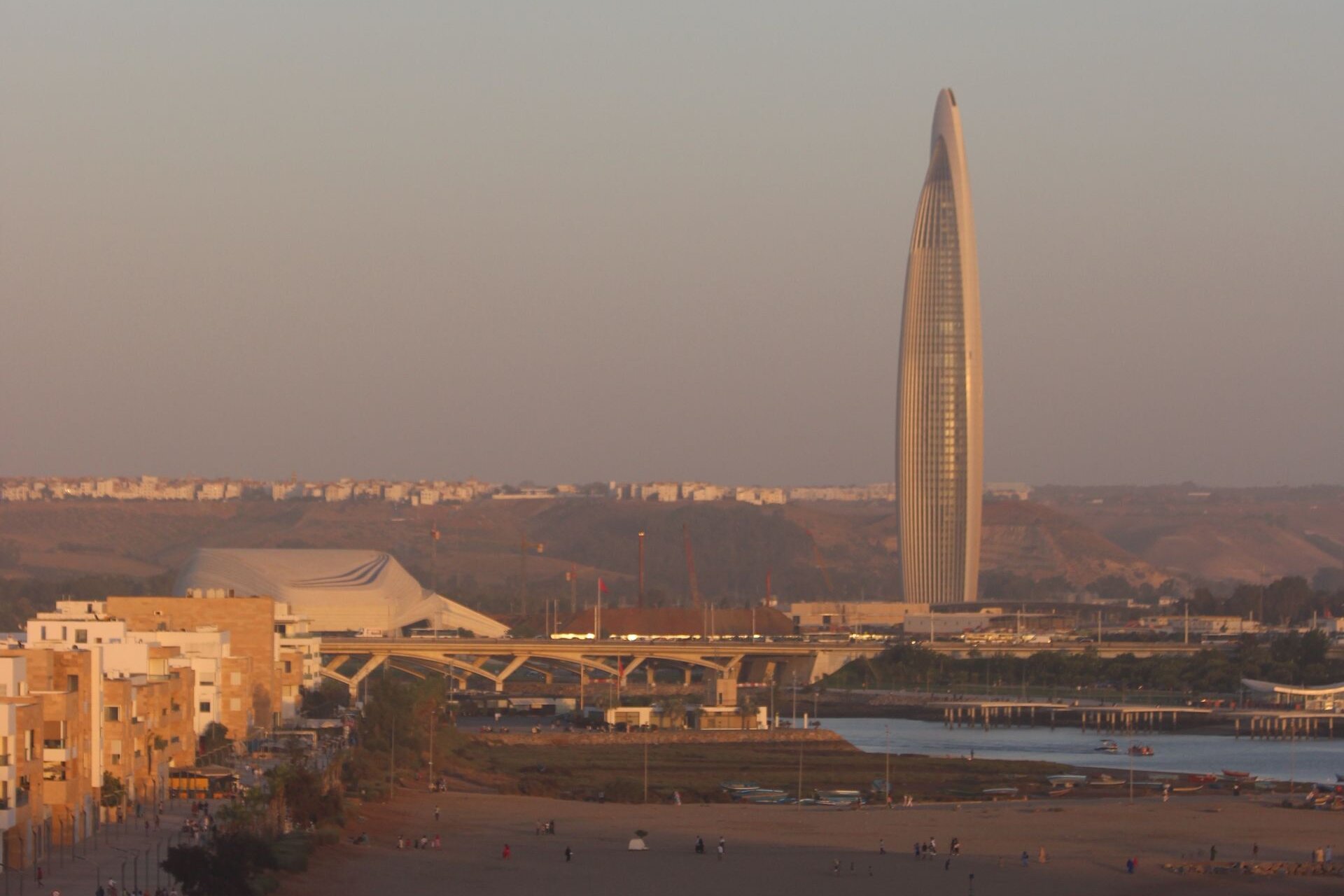 The Mohammed VI Tower and Grand Theatre rising over the Bou Regreg, Rabat