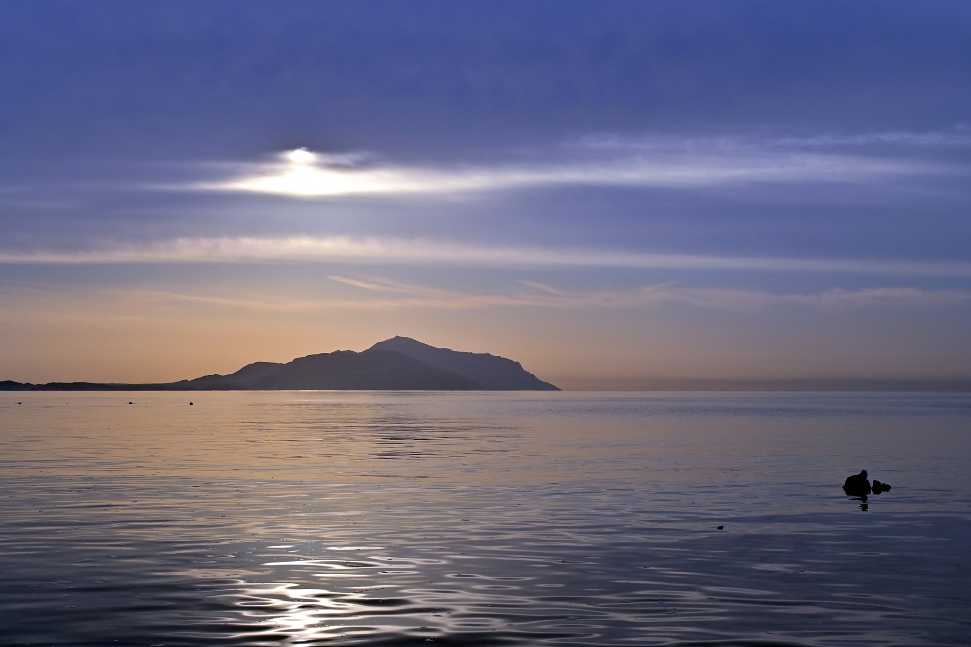 Dawn over the Red Sea at Sharm El Sheikh, with Tiran Island beyond