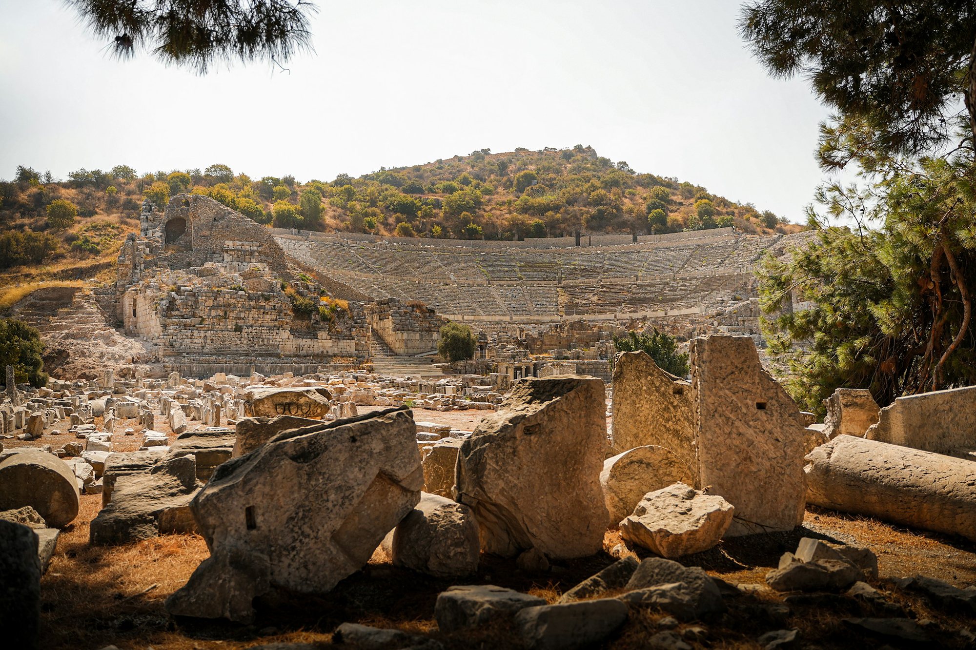 The Great Theatre of Ephesus beyond ancient marble ruins