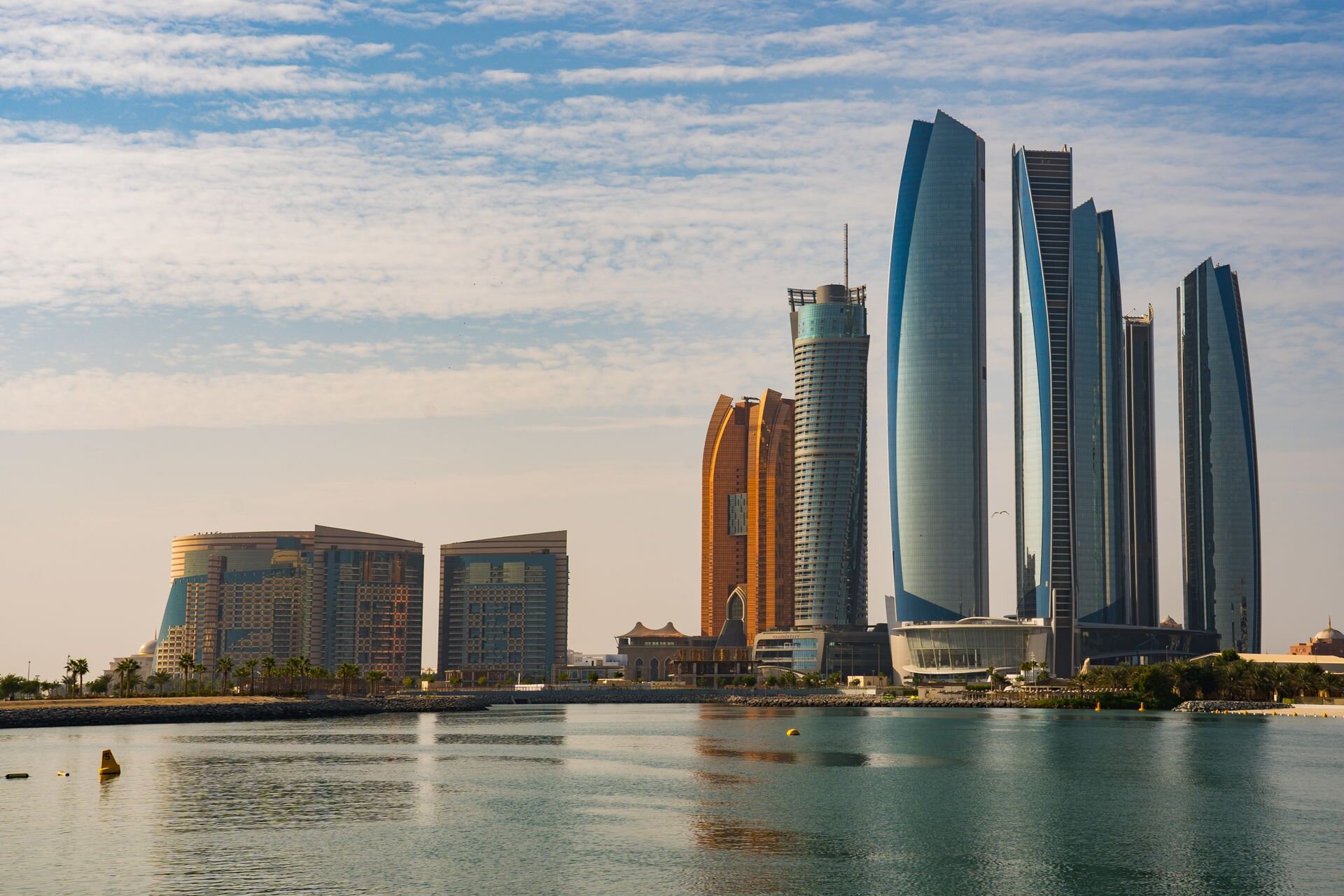 The Etihad Towers rising above the water, Abu Dhabi