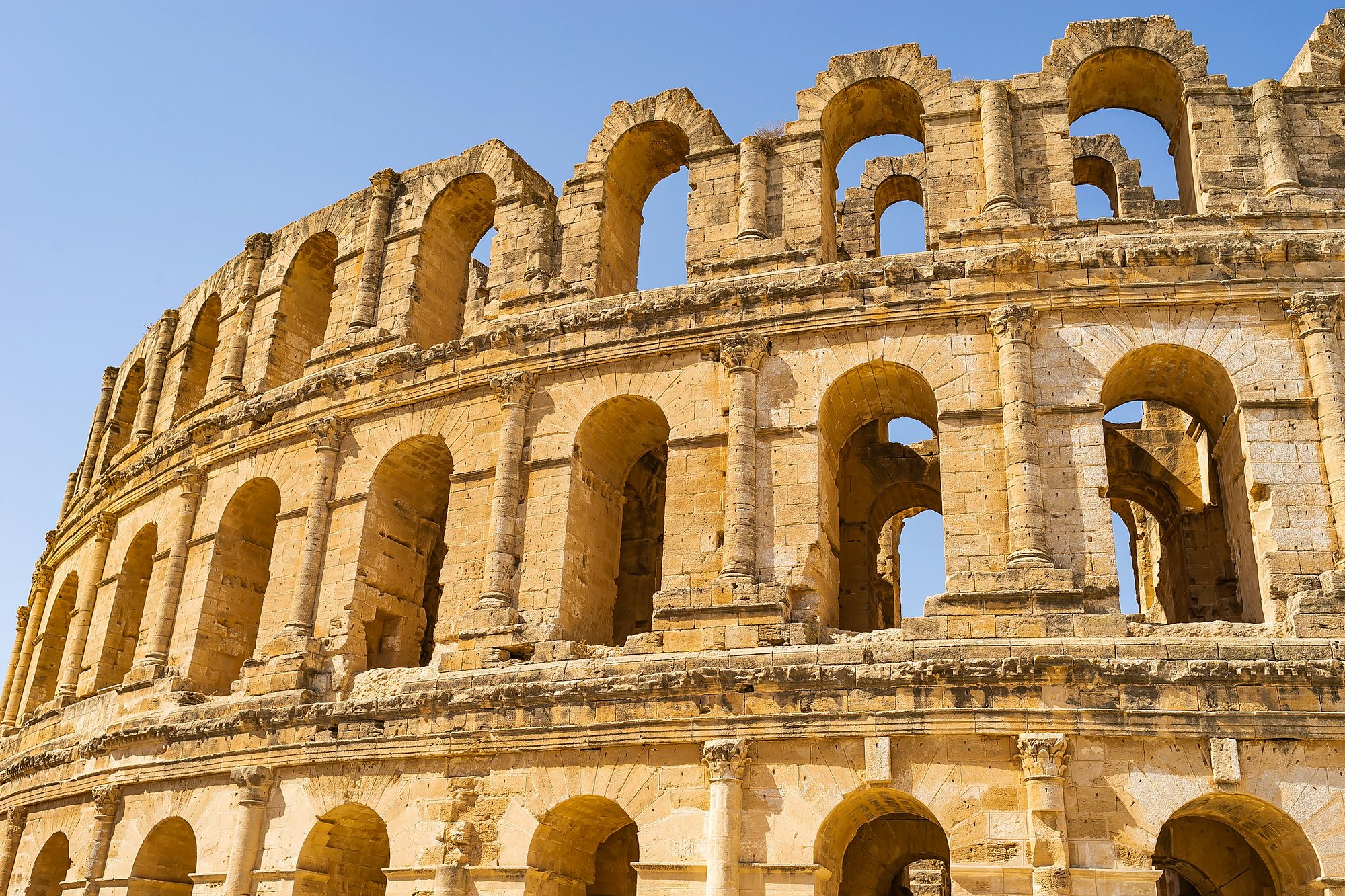 The arches of the Roman amphitheatre of El Djem, Tunisia