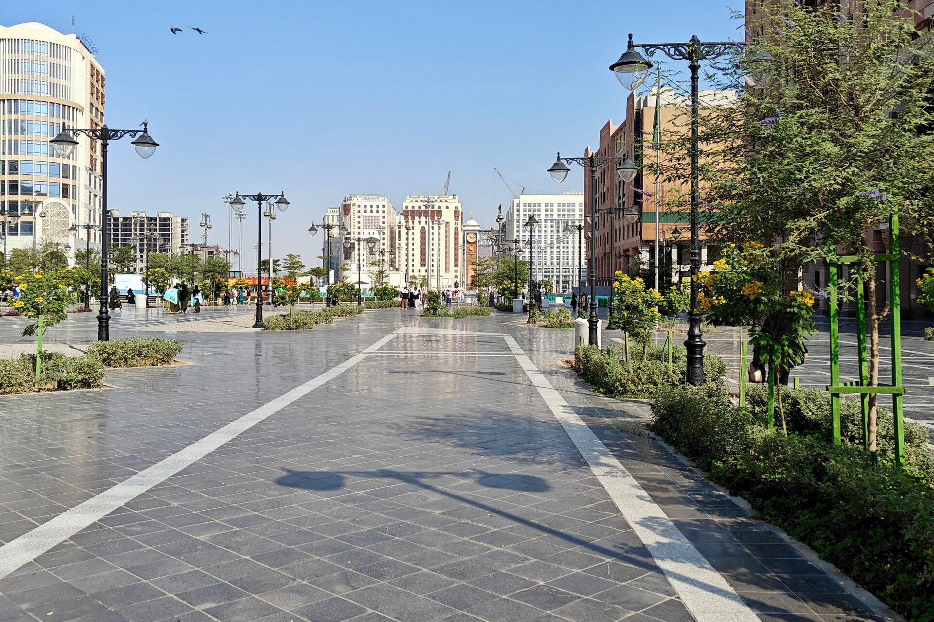 A new tree-lined plaza and promenade near the Prophet's Mosque, Madinah