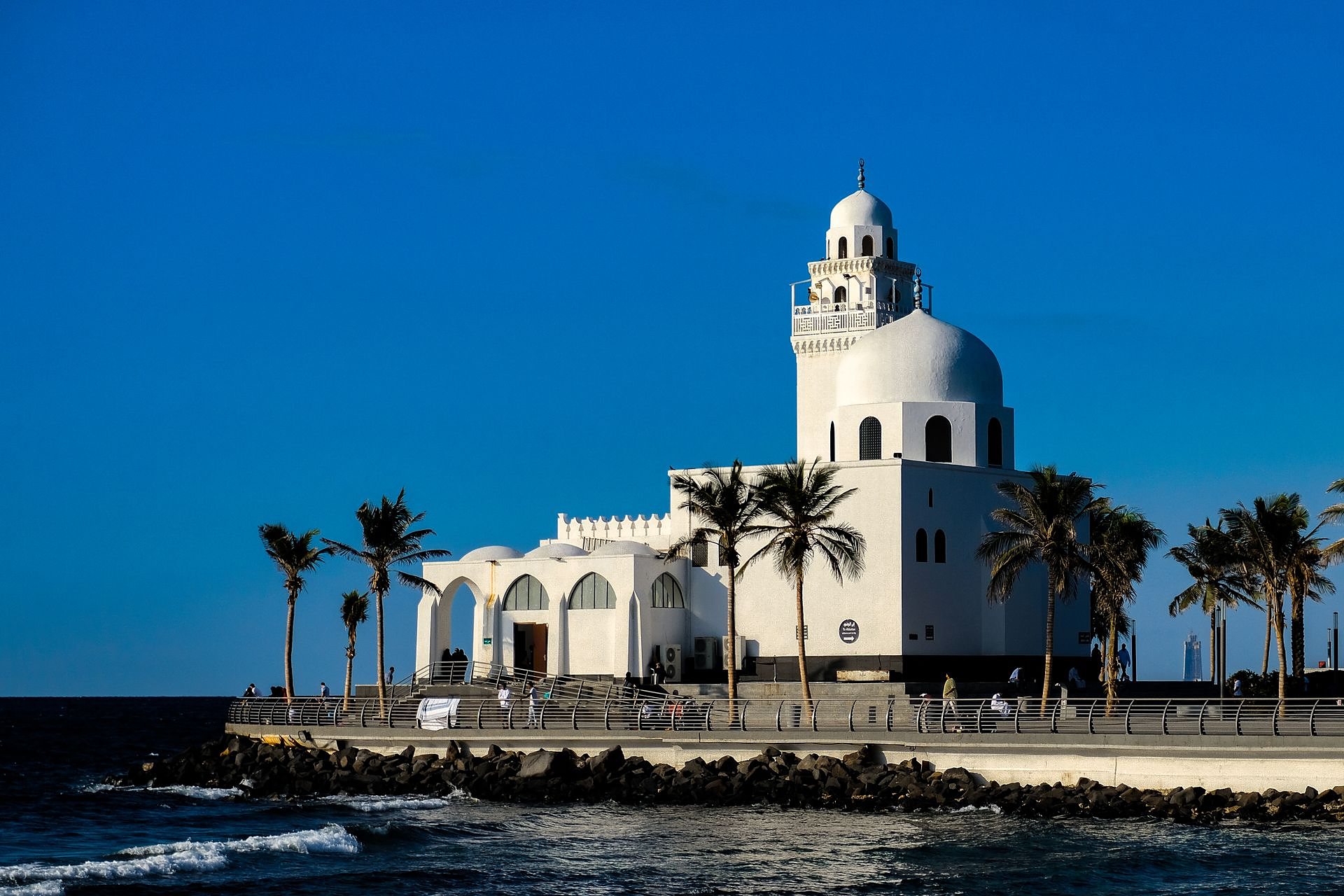 The white Island Mosque on the Jeddah Corniche by the Red Sea